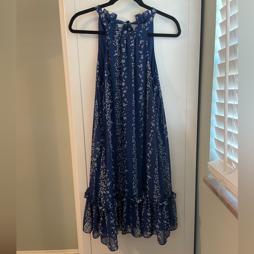 Blue floral print dress